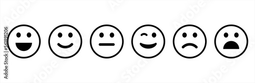Emoticons icon set. Simple emoji collection. Vector illustration.