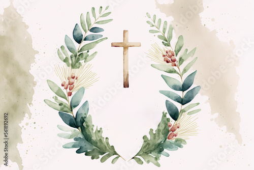 Confirmation Celebration Cross - Watercolour (Generative Art) photo