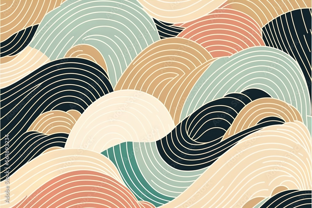 Curved line waves abstract japanese background Curved line waves abstract japanese background