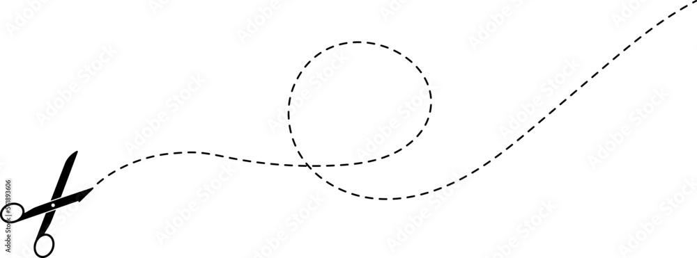 Scissor with dot line. Black scissors isolated on background. Cut coupon. Snip ribbon. Separation element. Vector. Scissor with dot line. Black scissors isolated on background. Cut coupon. Snip ribbon. Separation element. Vector.