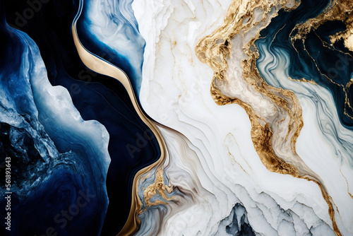 Luxury marble texture background white blue gold. Natural stone color material pattern Generative AI