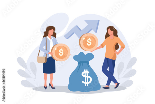 Investment trust, business opportunities, shareholder scheme, fund creation, corporate venture capital, hedge fund leverage. Flat design modern illustration