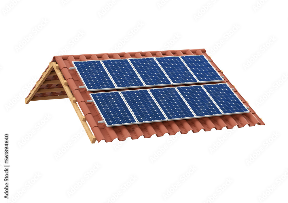 House roof with solar panel energy system House roof with solar panel energy system