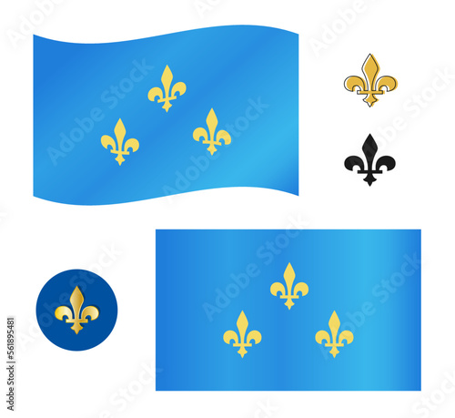 Blue banners with gold Fleur-de-lis symbol of French Bourbon Dynasty Flags and icons collection Vector illustration Isolated on white background