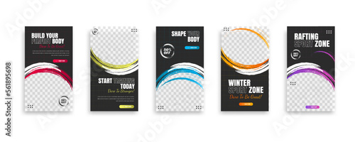 post and story fitness training social media template. social banner for promotion your product