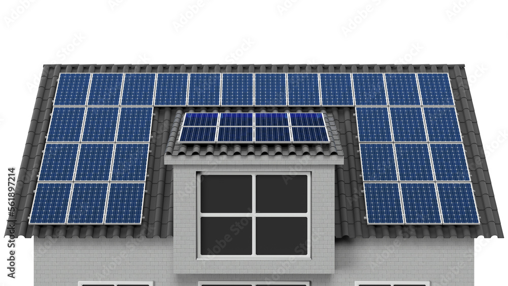 Fototapeta premium House roof with solar panel energy system