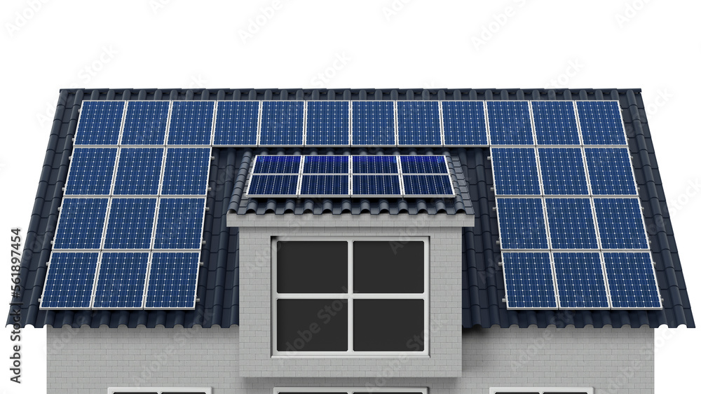 House roof with solar panel energy system House roof with solar panel energy system