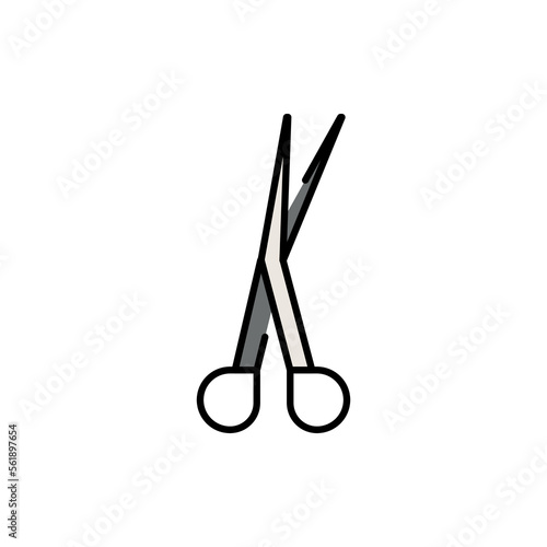 Surgical scissors color line icon.