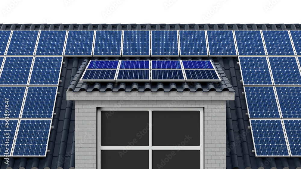 House roof with solar panel energy system House roof with solar panel energy system