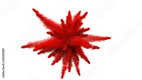 Explosion of red powder on a transparent background