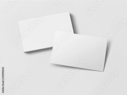 Fényképezés 3D rendered horizontal Business visiting card stack mock-up with front and back
