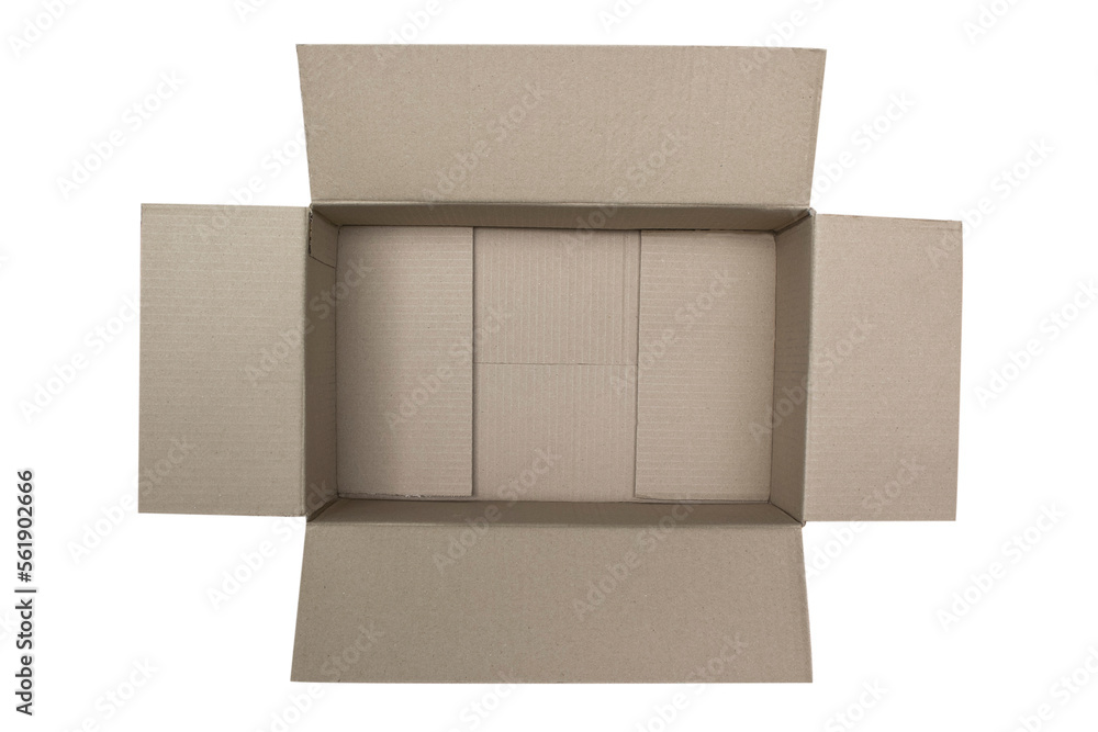 Open brown cardboard box with clipping path. Open brown cardboard box with clipping path.