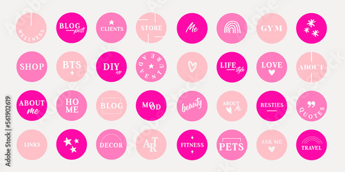 Lifestyle Social Media Text Style Icon Set For IG Stories. Modern Set For Business, Bloggers, Marketing, Branding. Highlight Covers, Minimalist Highlights for Instagram
