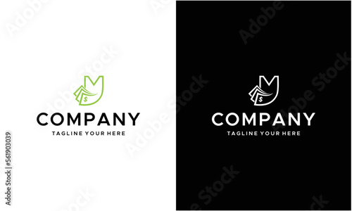 Letter M vector logo template, Colorful Letter M logo, Financial Company Logo, Financial Institute Advisors Logo Design Template Vector Icon, on a black and white background.