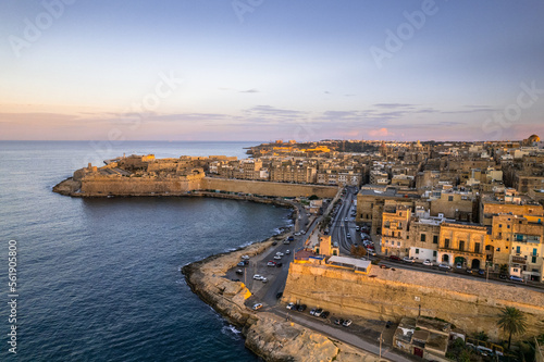 Valletta, Malta aerial drone view at old town at sunset © marcin jucha
