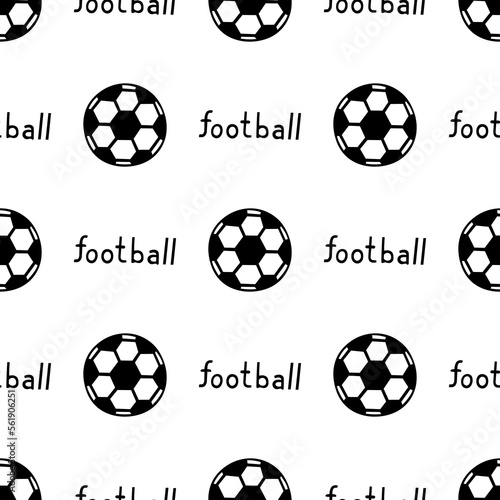 Monochrome seamless illustration on the theme of football. Vector drawing on a white background.