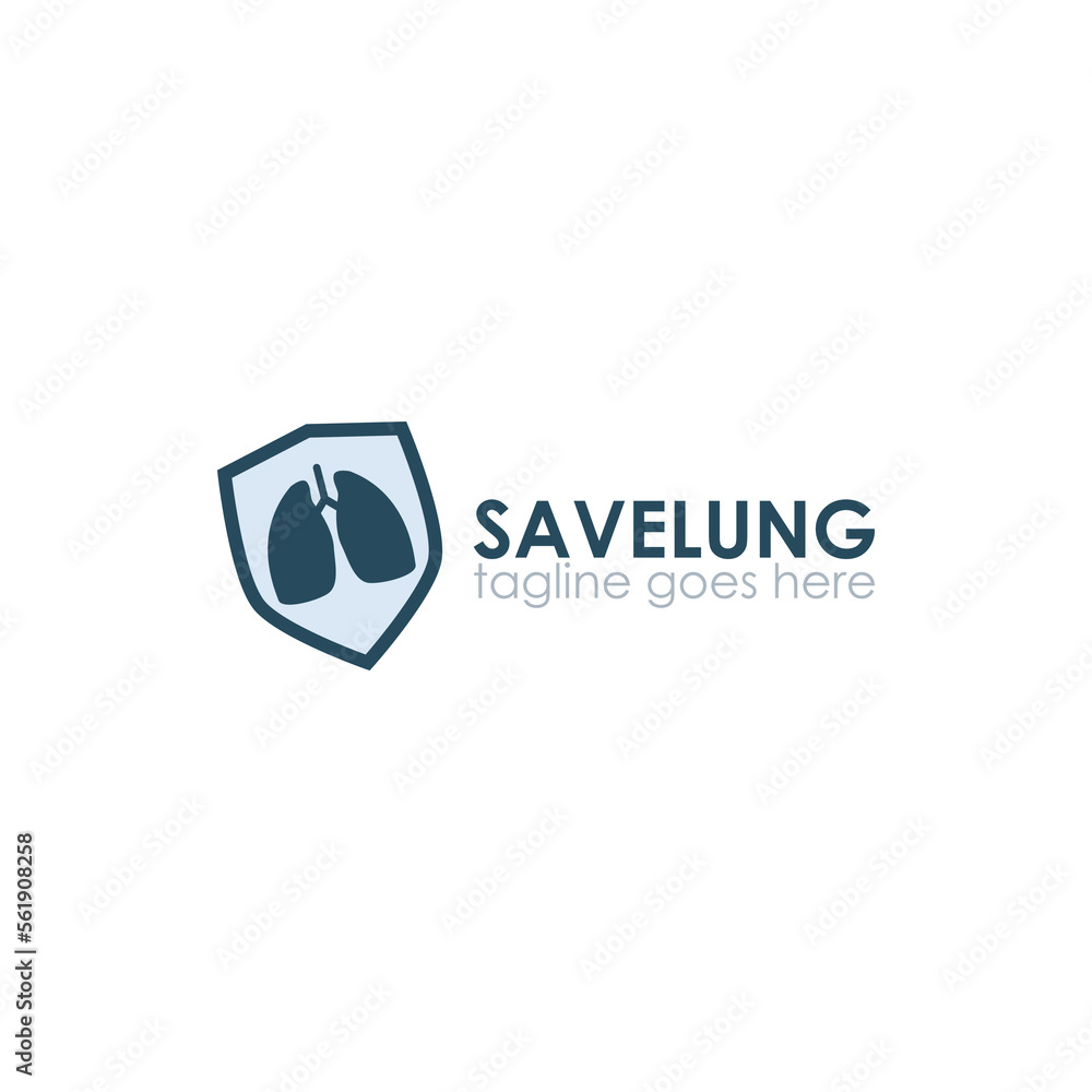 Save Lung Logo Design Template with shield icon and lung. Perfect for business, company, restaurant, mobile, app, etc Save Lung Logo Design Template with shield icon and lung. Perfect for business, company, restaurant, mobile, app, etc