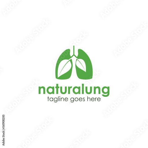 Nature Lung Logo Design Template with lung icon and leaf. Perfect for business, company, restaurant, mobile, app, etc