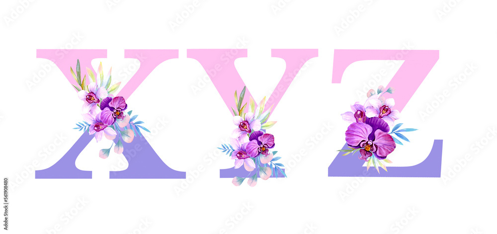 Alphabet.Letters and orchids 
