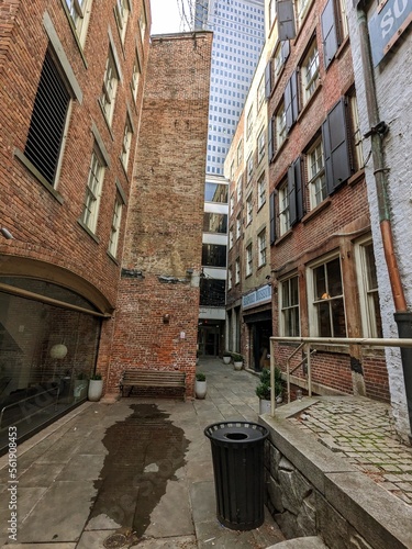 Photography Historical buildings and courtyard in South Seaport, Manhattan, New York - Janua