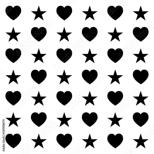 Pattern of silhouettes of stars and hearts