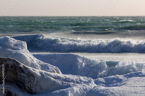 Wallpaper Mural snow, winter, landscape, sky, sea, ice, water, nature, mountain, cold, clouds, ocean, mountains, view, aerial, cloud, horizon, frozen, travel, white, outdoors, blue, coast, environment, lake Torontodigital.ca