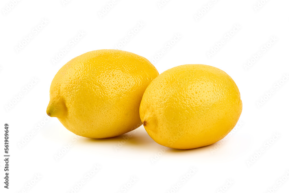 Fresh lemons with half, isolated on white background. Fresh lemons with half, isolated on white background.