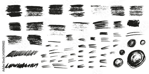 Chalk graphite pencil brush vector set.