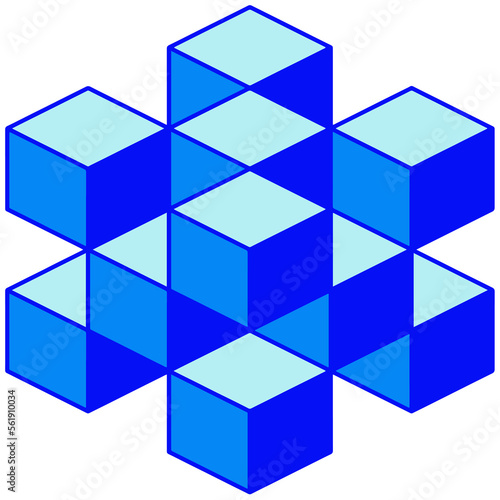 Vector image of a geometric figure made of cubes