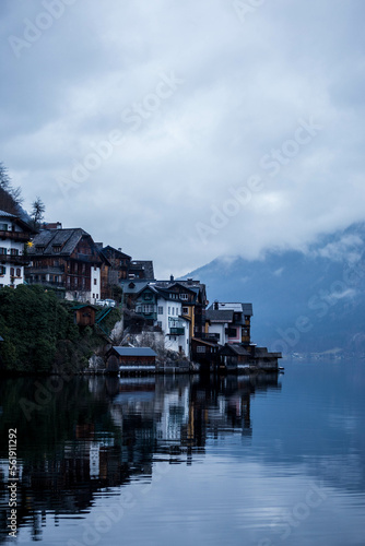 Hallstat village in the Austria. Beautiful village in the mountain valley near lake. Mountains landscape and old town. Travel - Austria © Mylifeontopdm