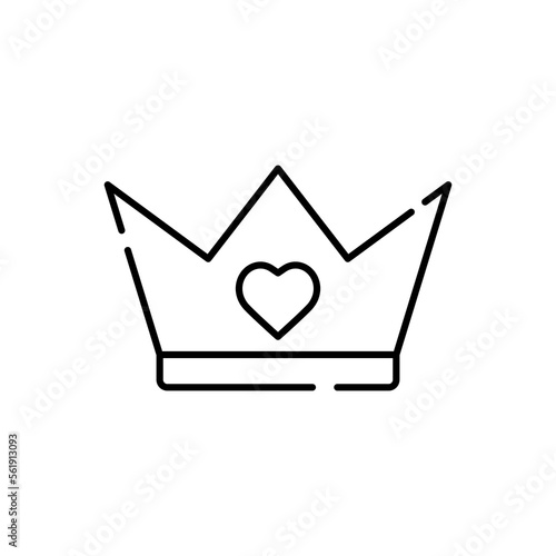 Vector outline Queen crown icon, outline vector sign, linear style pictogram isolated on white. Symbol, logo illustration. Editable stroke.Vector outline valentine's day crown icon