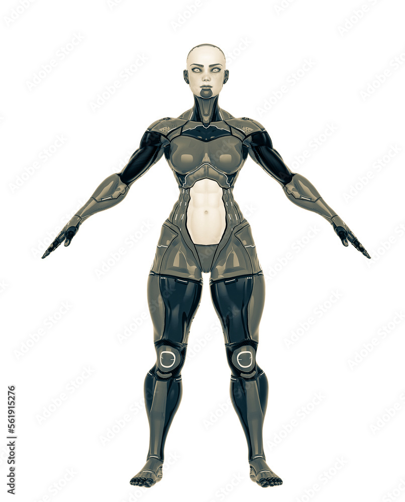 Fototapeta premium super cyborg girl is doing an a pose