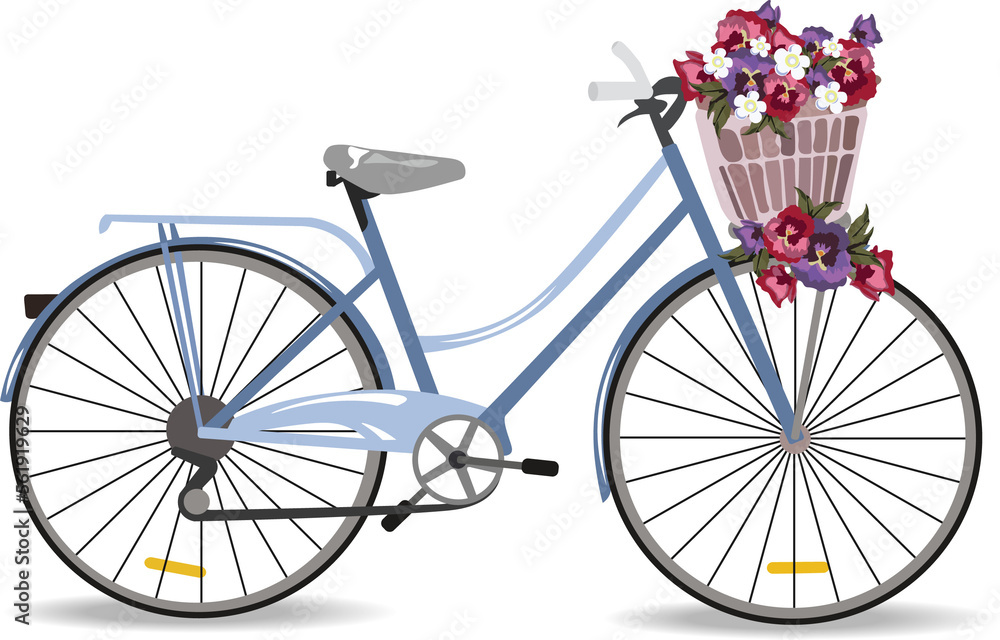 blue cycling flowers bike bicycle isolated detoured