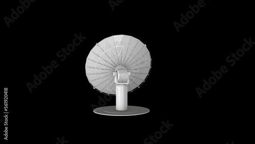 Rotating Radio Telescope Transparent Alpha Video 3D Animation