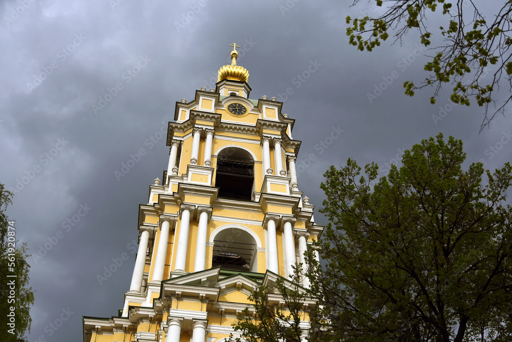 Ancient architecture of Moscow city. Novospassky monastery. Popular landmark.