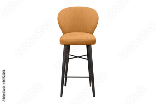 High orange bar stool on a transparent background