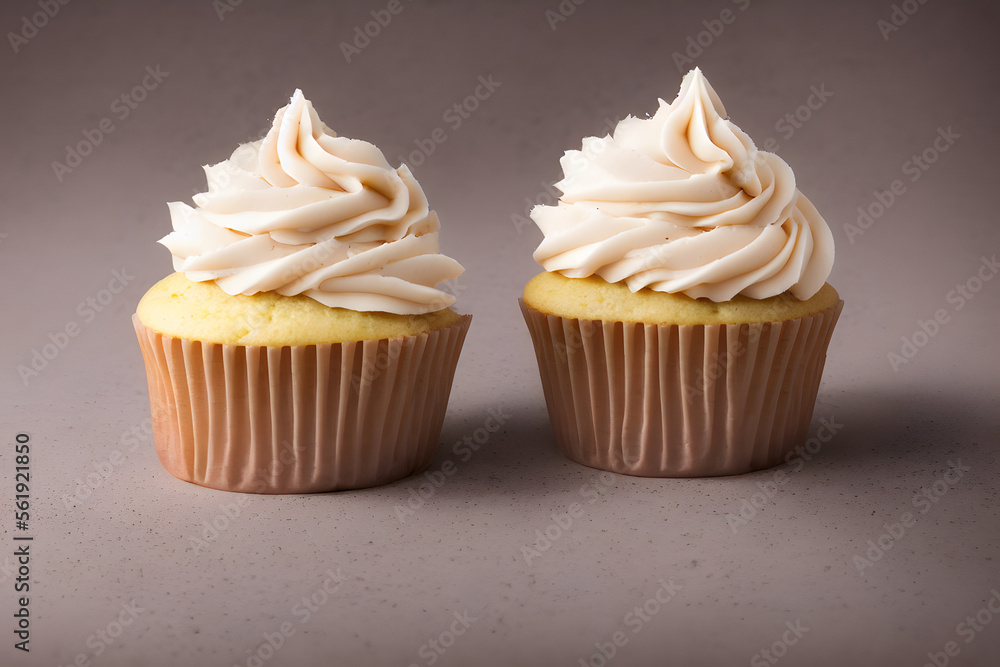 Illustration of cupcakes, generative ai Illustration of cupcakes, generative ai