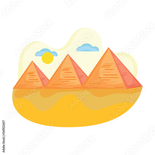Isolated colored egypt pyramids landscape Vector