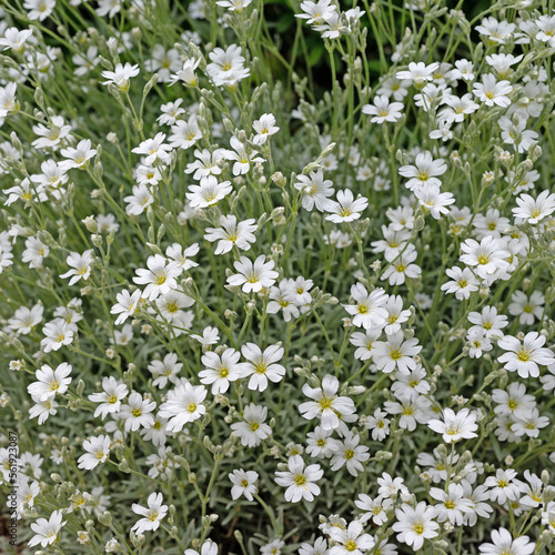 Filziges Hornkraut, Cerastium tomentosum, im Frühling