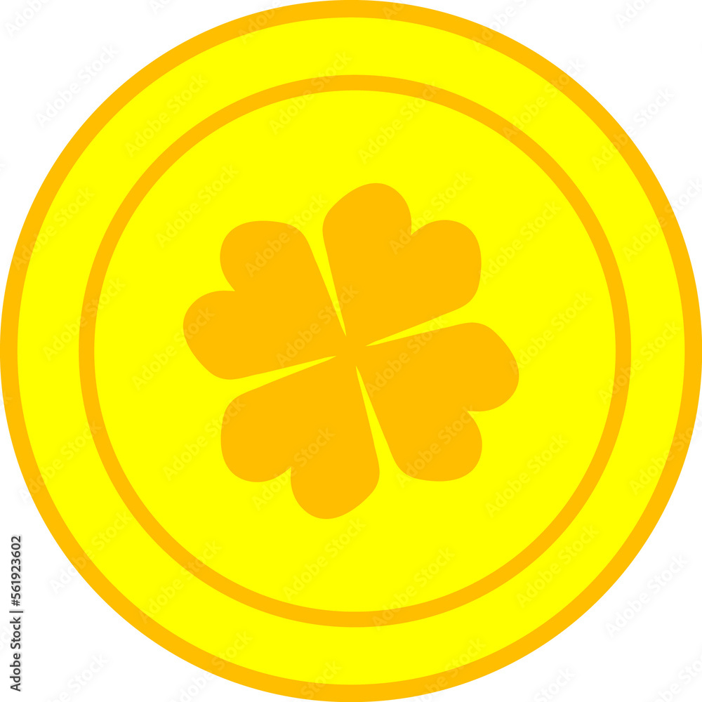 Gold coin depicting a four-leaf clover Gold coin depicting a four-leaf clover