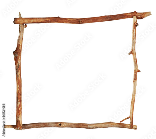 Valokuva Rustic wooden frame made of twigs