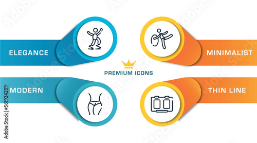 soccer outline icons with infographic template. thin line icons such as powerbocking, slim body, rhythmic gymnastics, score board vector.