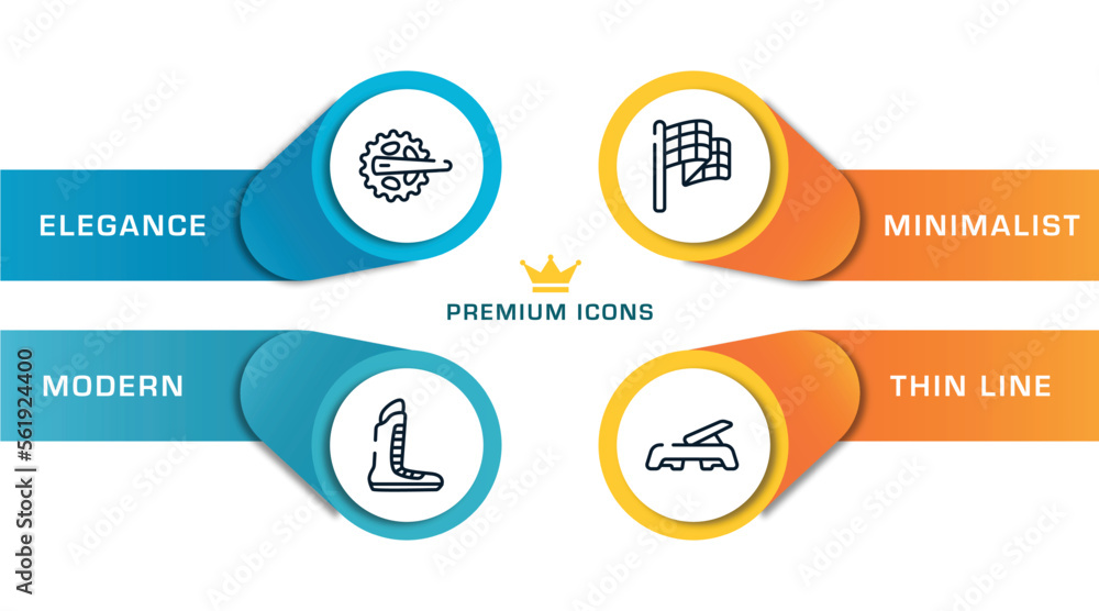 gym equipment outline icons with infographic template. thin line icons such as crank, boxing shoe, victory lap, fitness step vector. gym equipment outline icons with infographic template. thin line icons such as crank, boxing shoe, victory lap, fitness step vector.