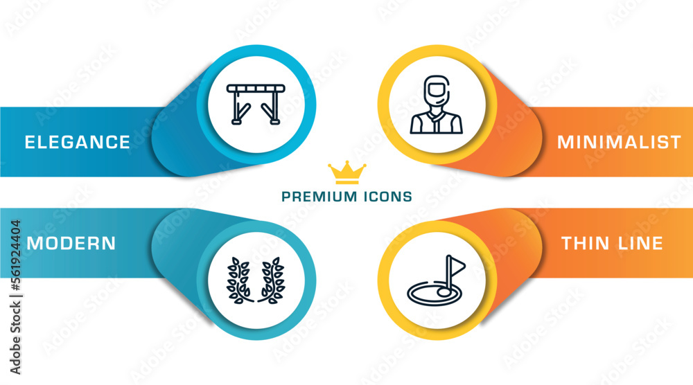 golf outline icons with infographic template. thin line icons such as hurdle, laurel wreath, drivers, birdie vector. golf outline icons with infographic template. thin line icons such as hurdle, laurel wreath, drivers, birdie vector.
