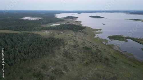 Wallpaper Mural Aerial view over twilight time overlooking flat islands in the sea. Green beautiful islands in the blue sea. Sunset time. Pathway. Torontodigital.ca