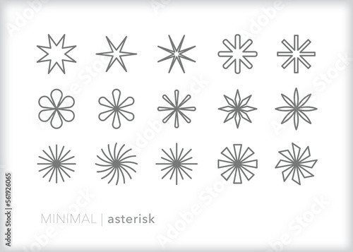 Set of graphic star shapes, or asterisks