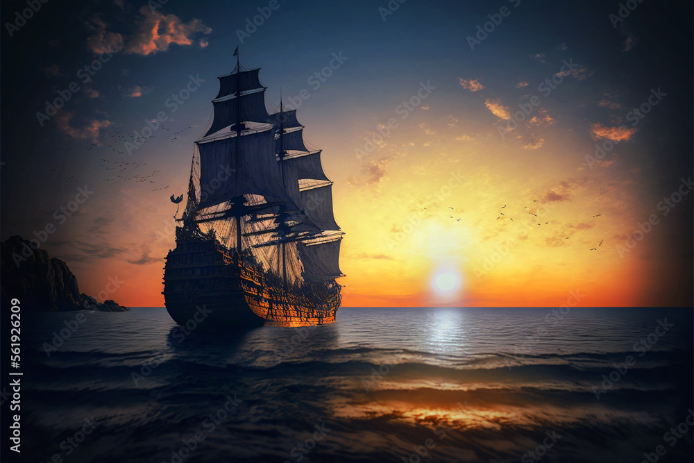 Pirate Ships at Sea