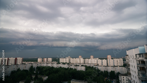 Shelf cloud over Moscow before thunderstorm