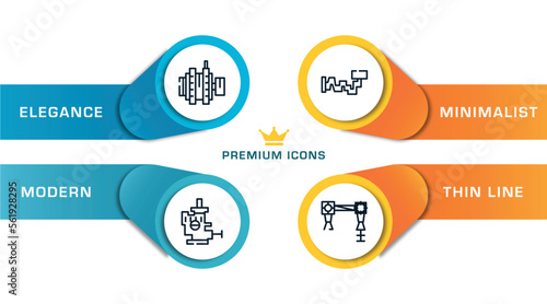 car parts outline icons with infographic template. thin line icons such as car alternator, car choke, crankshaft, torsion bar vector.