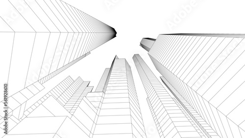 Linear architectural drawing vector illustration